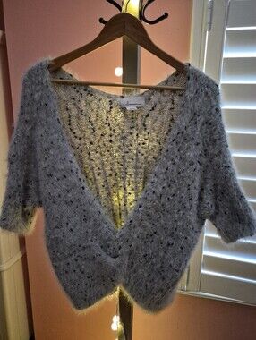 Anthropolgie, Slouchy Women's Faux Fur Gray Wrap Sweater. OS